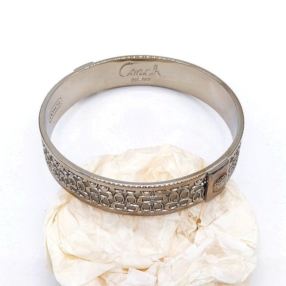 COACH Bangle Bracelet-Vintage Silver C Signature-Authentic - Picture 5 of 8